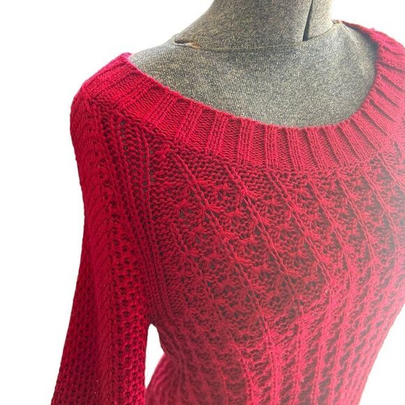 Calvin Klein Jeans Ladies Crewneck Sweater Red - Picture 4 of 13